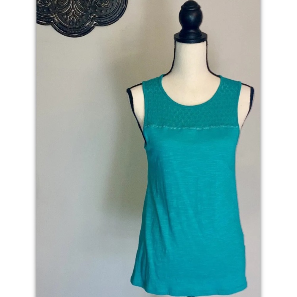 SALE-Women's Banana Republic Sleeveless Lace Accent Tank/Top, Blue/Green,Small S